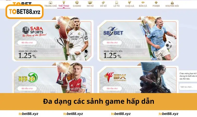 Đa dạng các sảnh game hấp dẫn